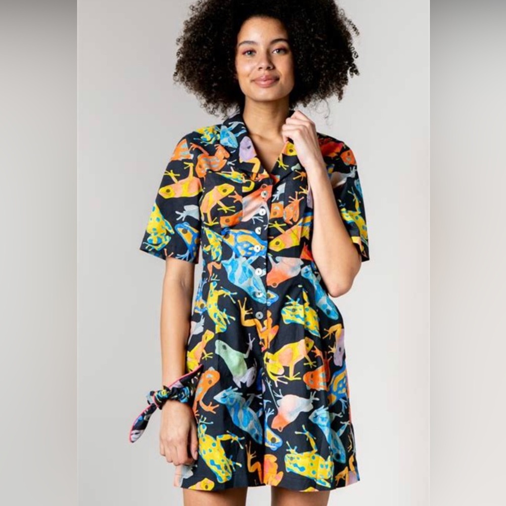 Rachel Antonoff Paris romper in poisonous frog print. Size 6.